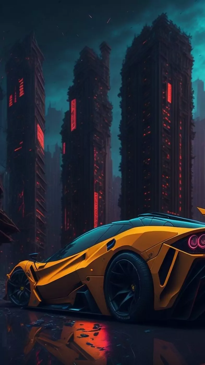 ferrari car in neon colors wallpaper