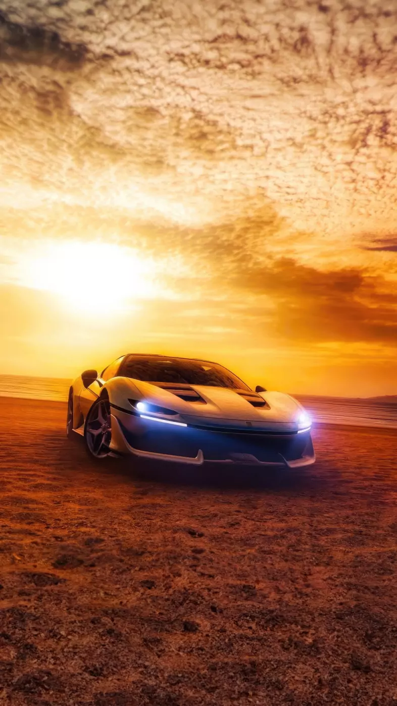 ferrari forza in the glow of sunshine wallpaper