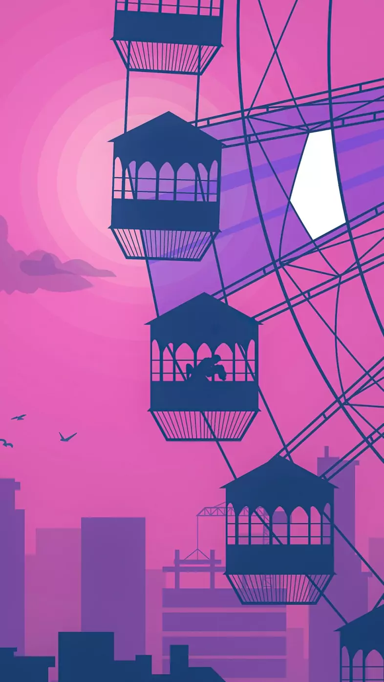 ferris wheel evening romance wallpaper