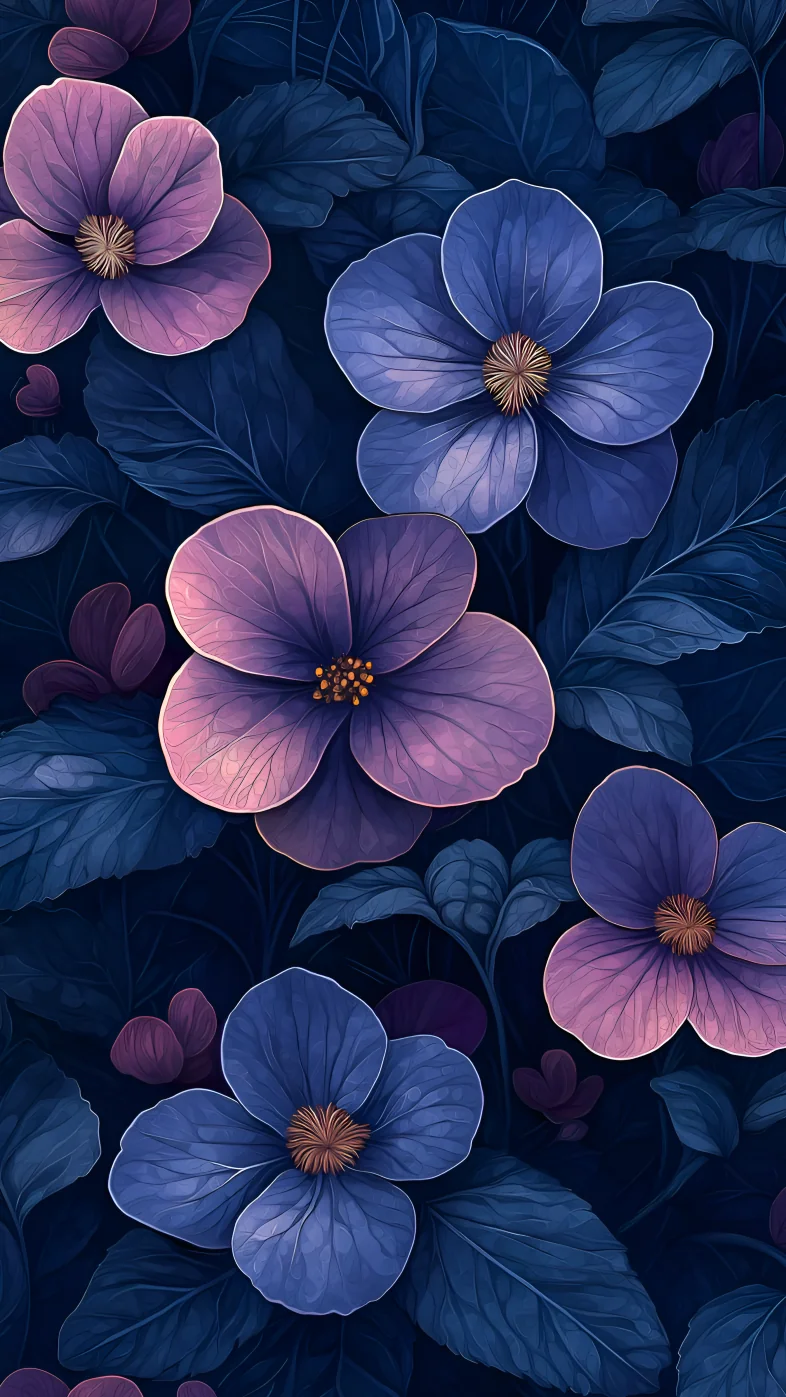 flowers blue purple wallpaper
