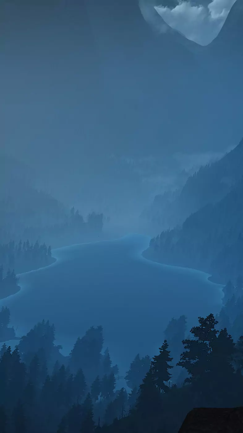 foggy lake minimalism landscape wallpaper