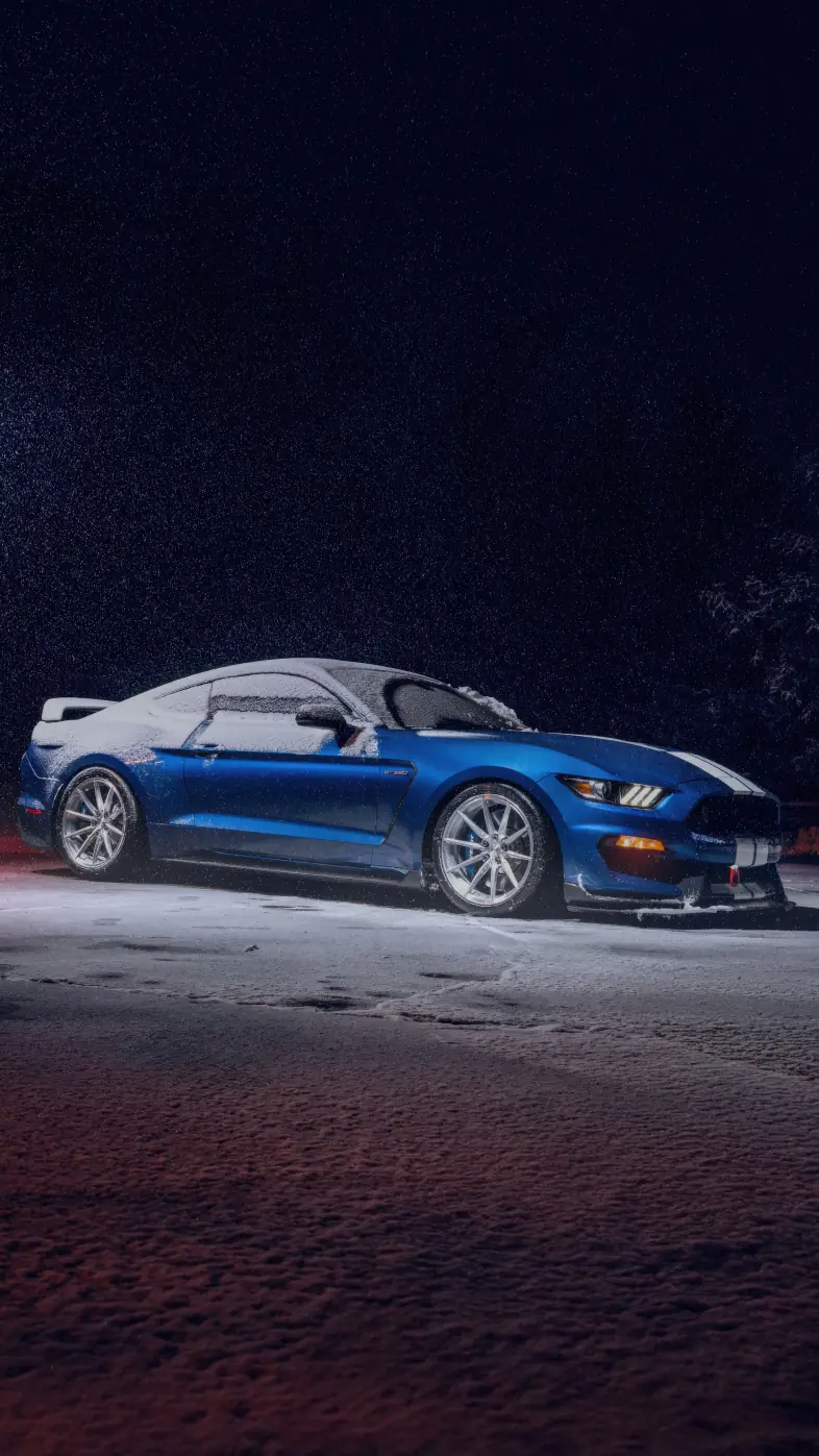 ford mustang in snow wallpaper
