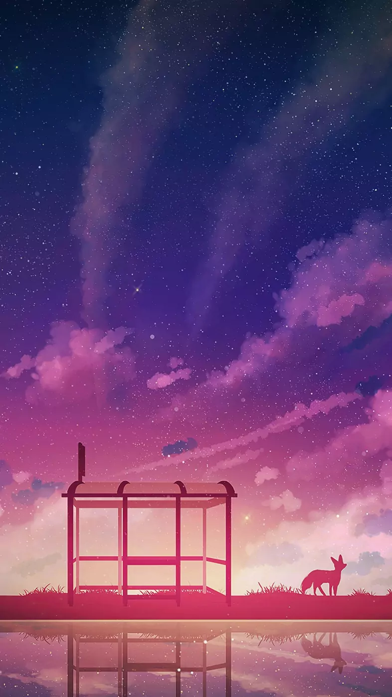 fox bus stop minimal wallpaper