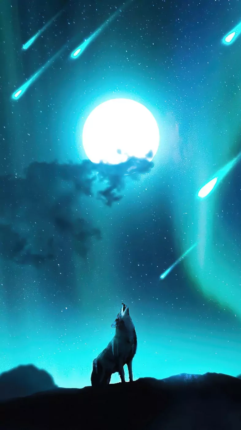 fox howling night wallpaper