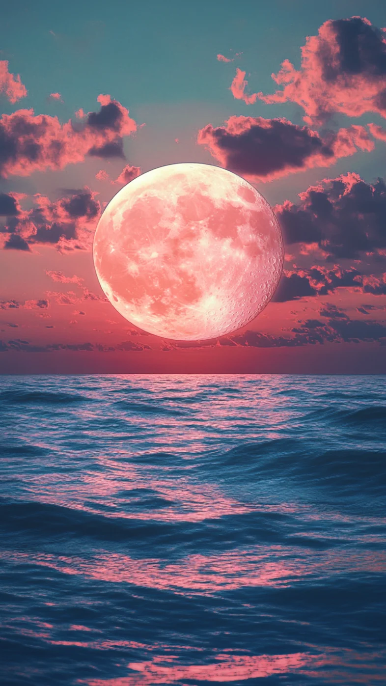 full moon on the sea wallpaper
