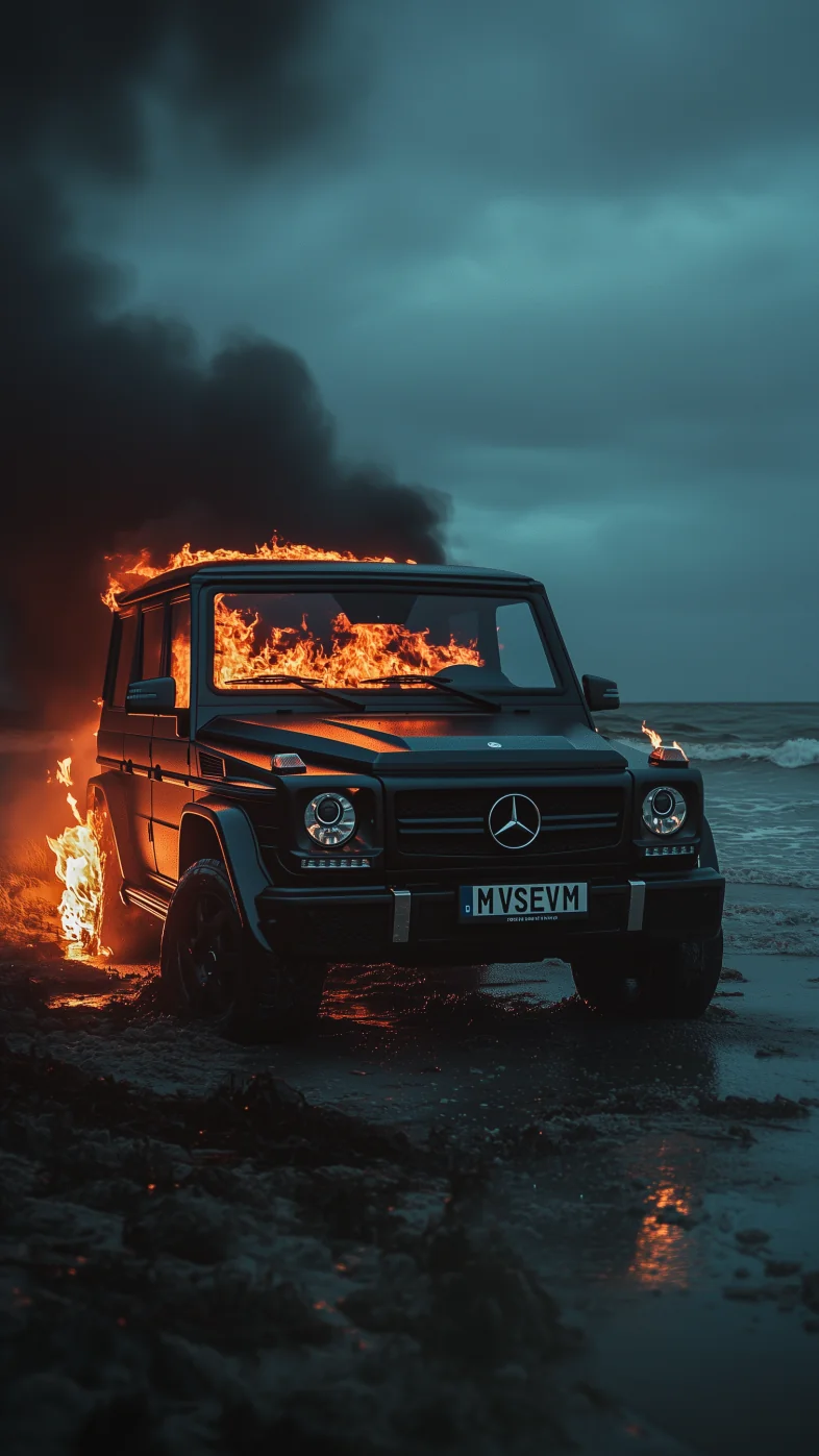 g wagon on fire car wallpaper