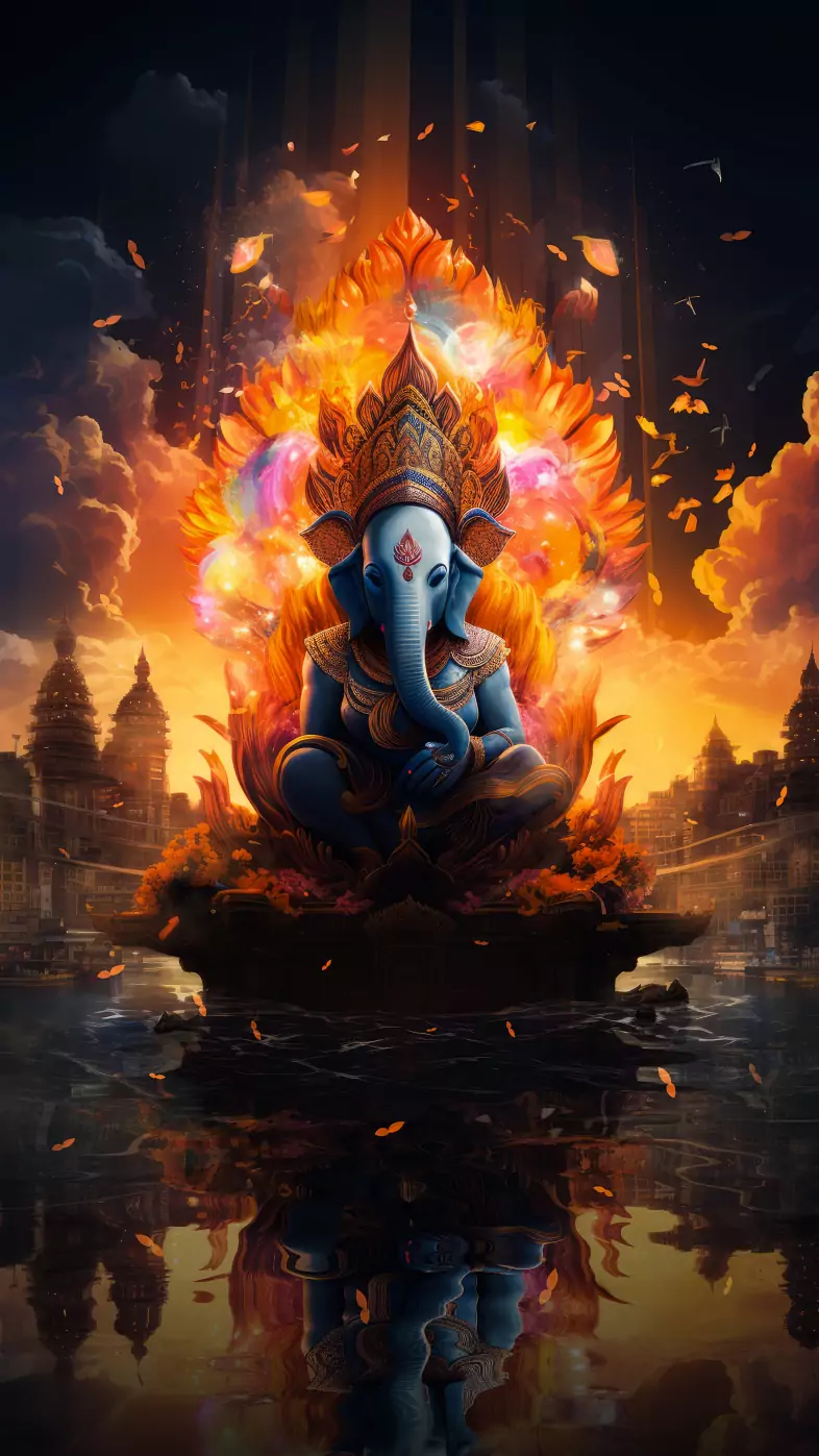 ganesh god india petals dark art  wallpaper