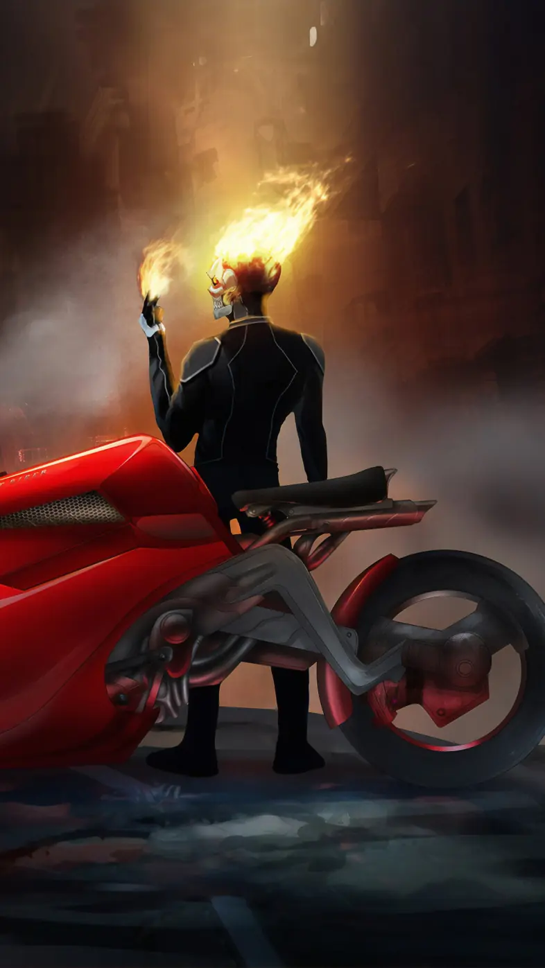 ghost rider on bike wallpaper
