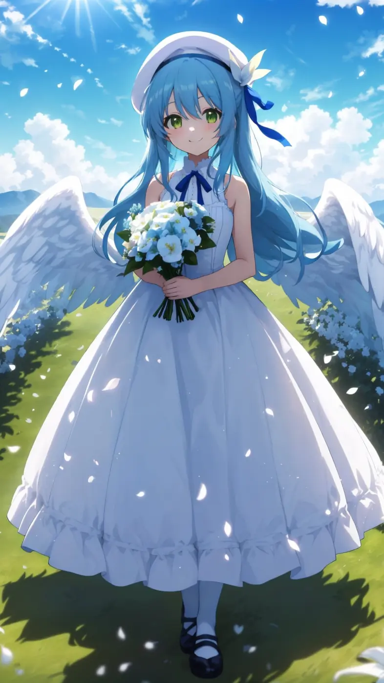 girl angel smile wings anime wallpaper