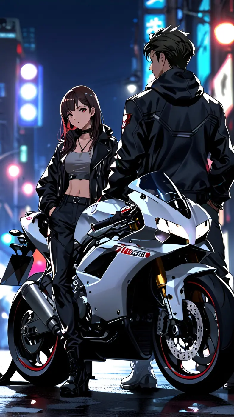  girl anime art bike  wallpaper