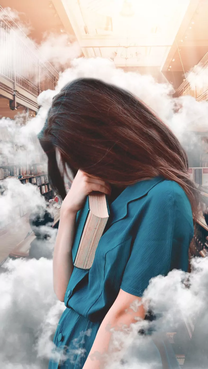 girl in library wallpaper