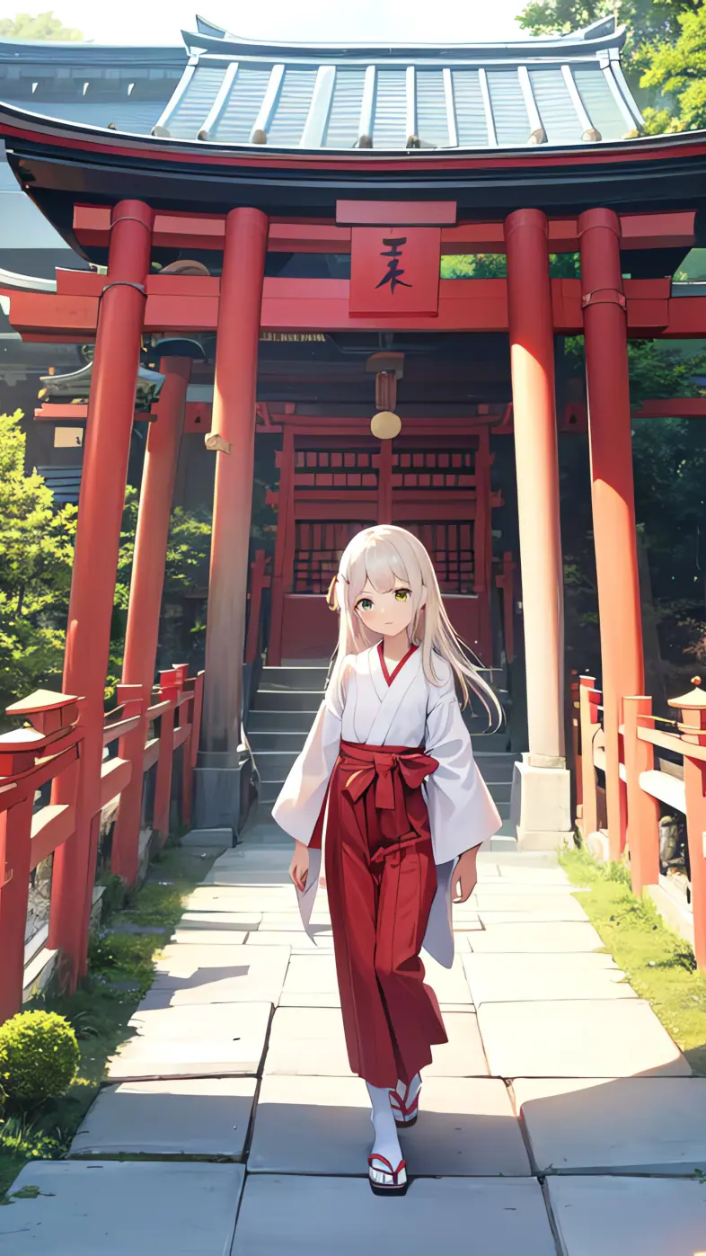 girl kimono pagoda anime  wallpaper