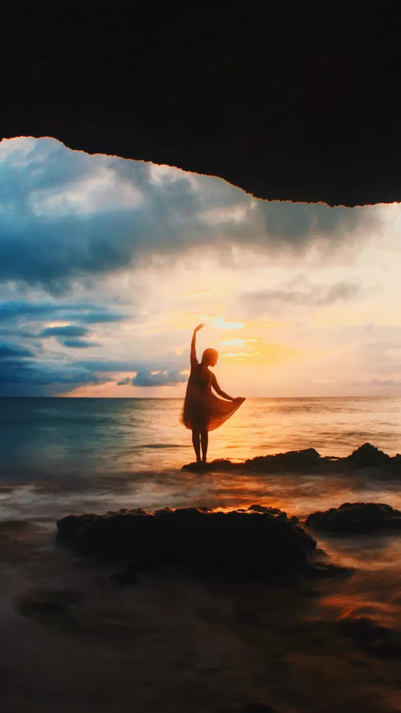 girl nature cave wallpaper