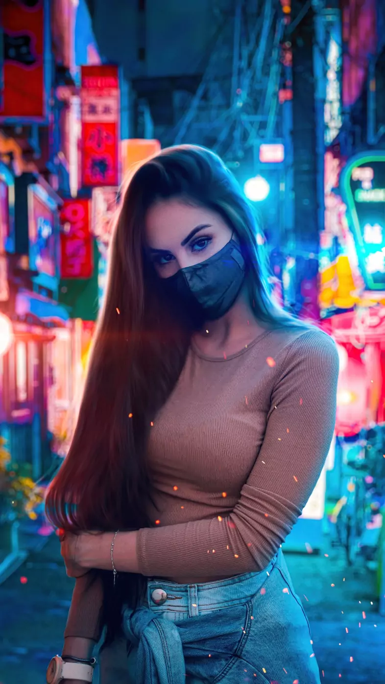 girl scifi mask wallpaper