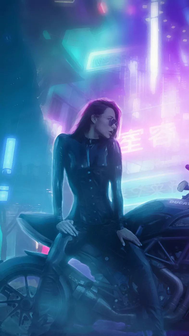 girl sitting on ducati wallpaper