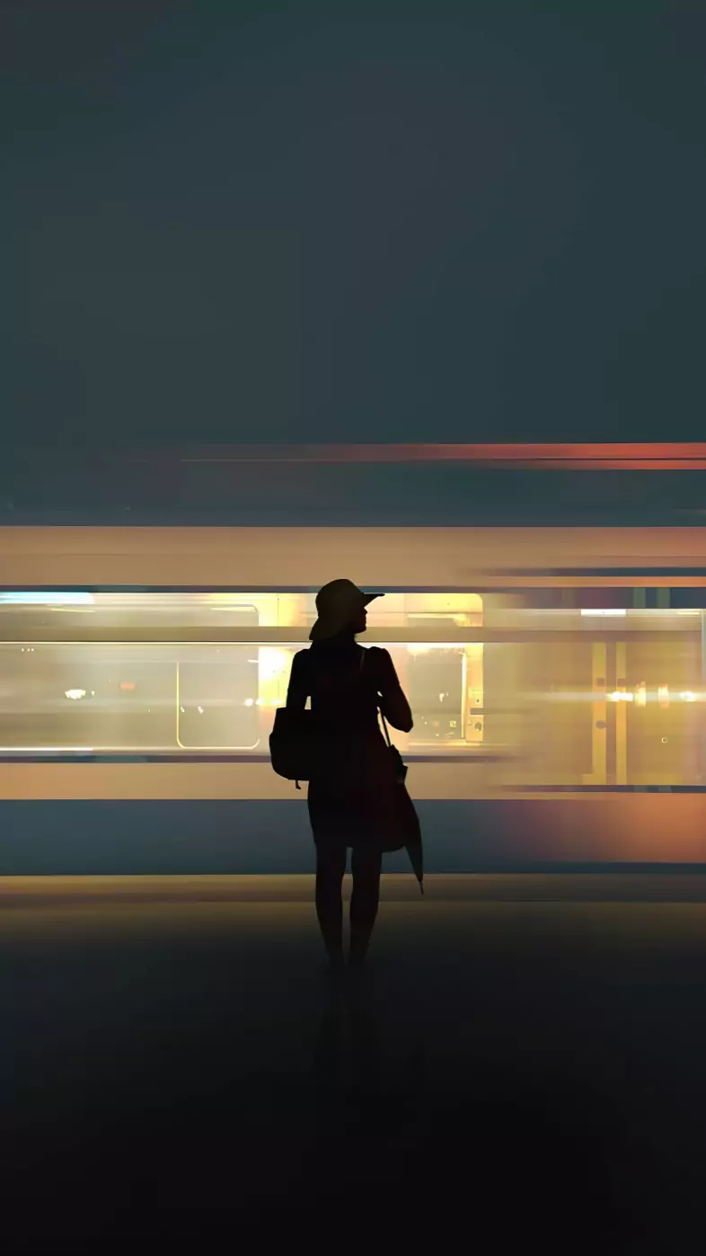 girl waiting platform wallpaper
