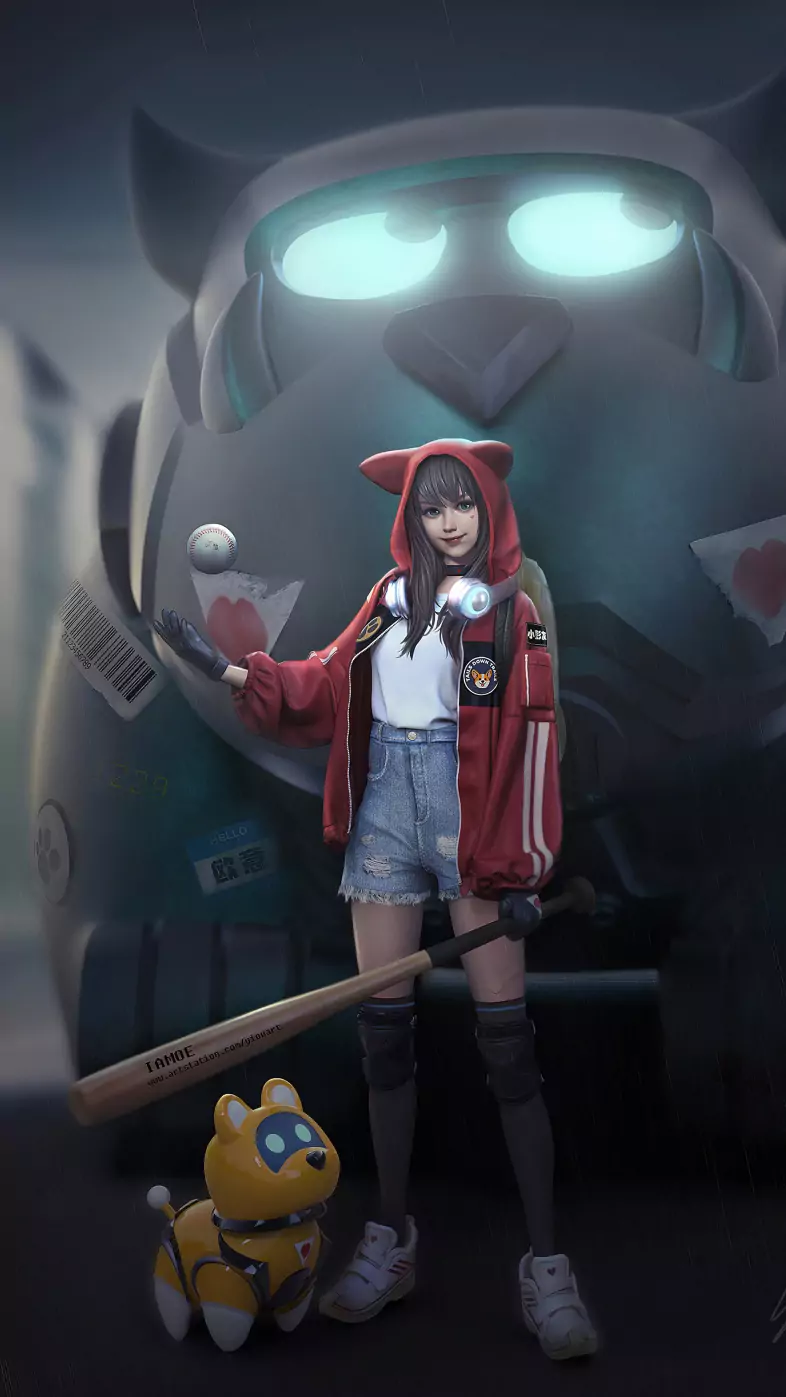 girl with baseball hoodie wallpaper
