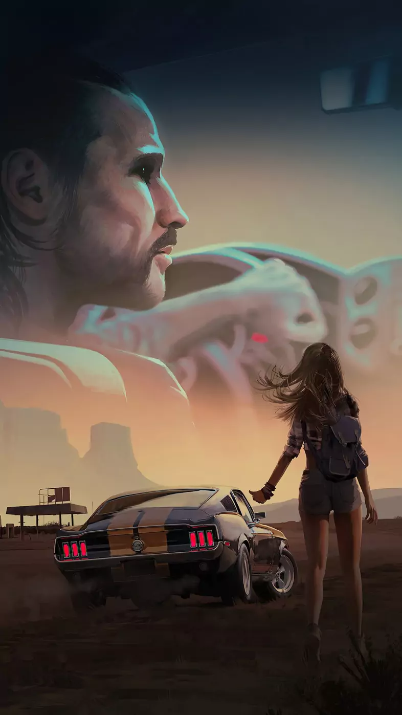 girl with mustang wallpaper