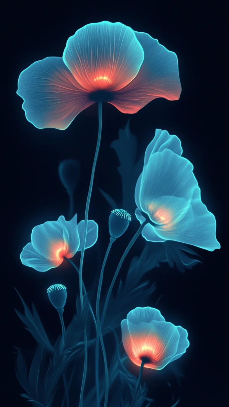 glowing poppy flower wallpaper