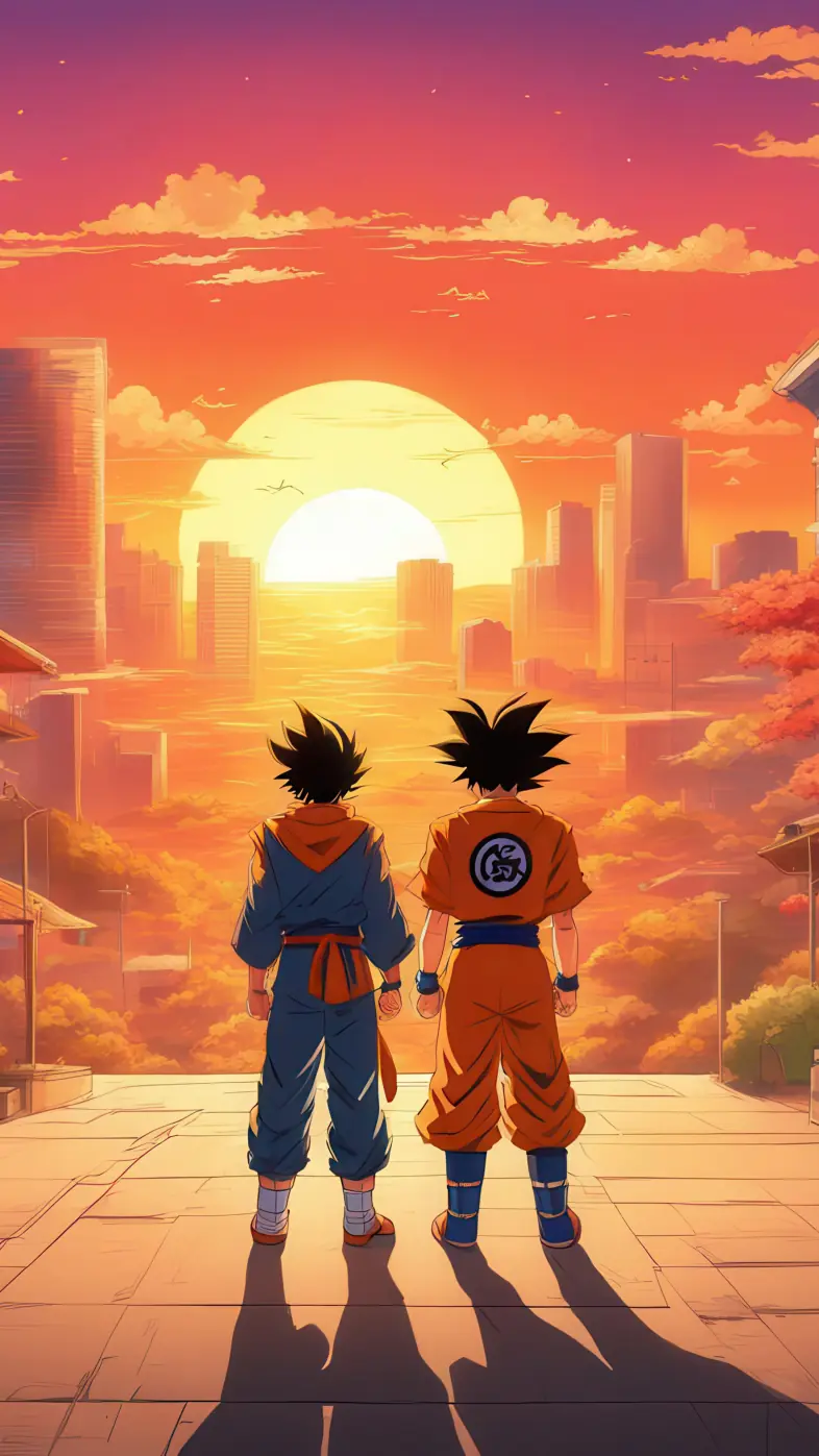 goku and akira in the sunset wallpaper