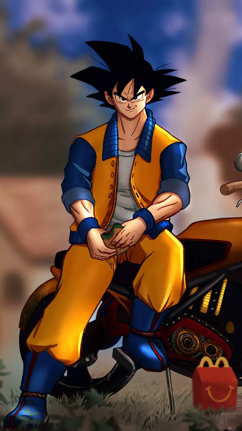 goku sitting on bike wallpaper