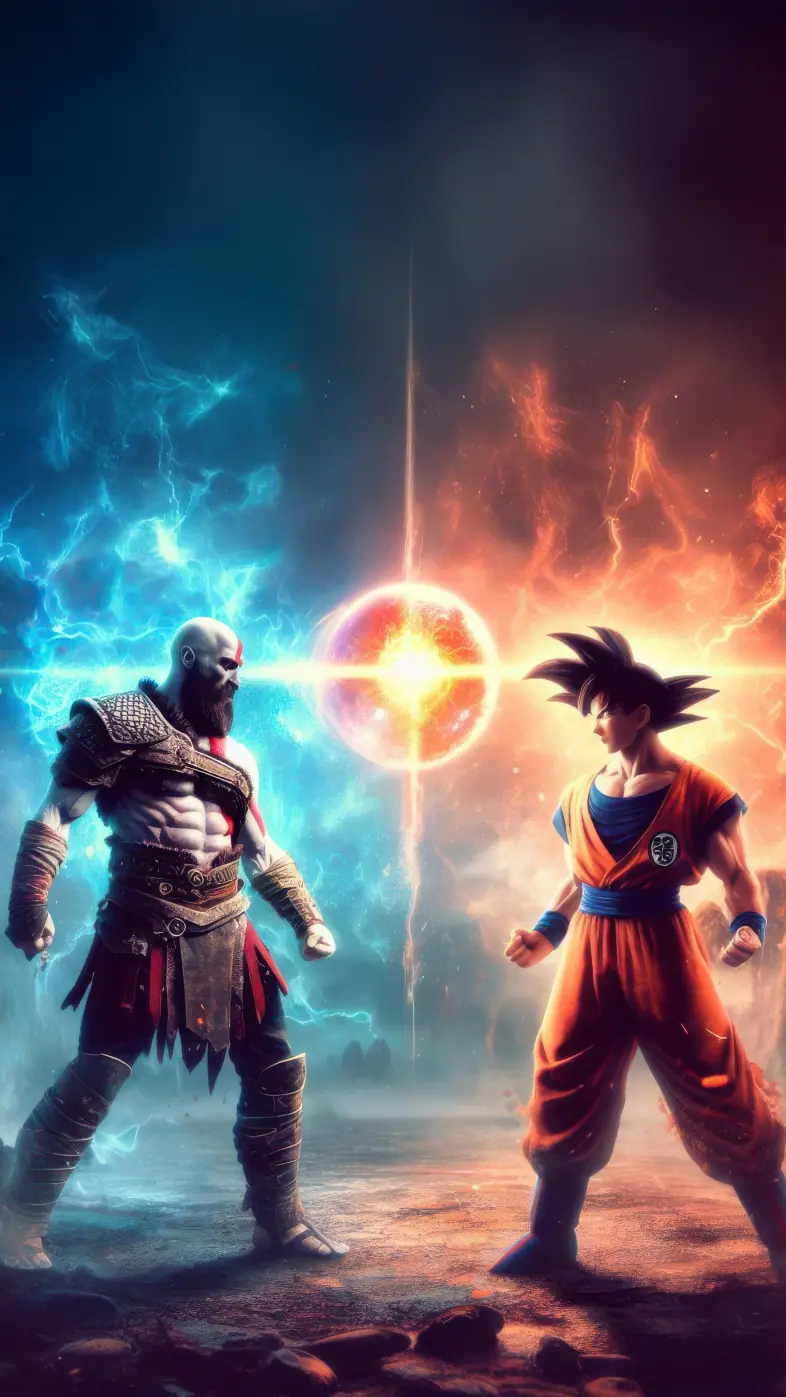 goku vs kratos anime wallpaper