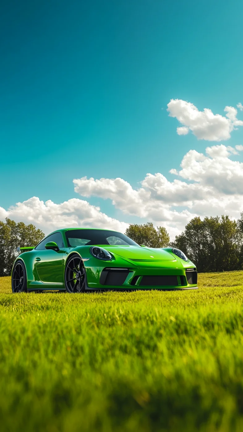 green porsche 911 car wallpaper