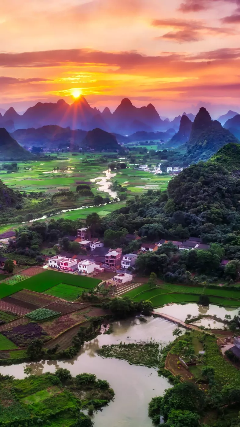 guilin city china sunset beautiful green wallpaper