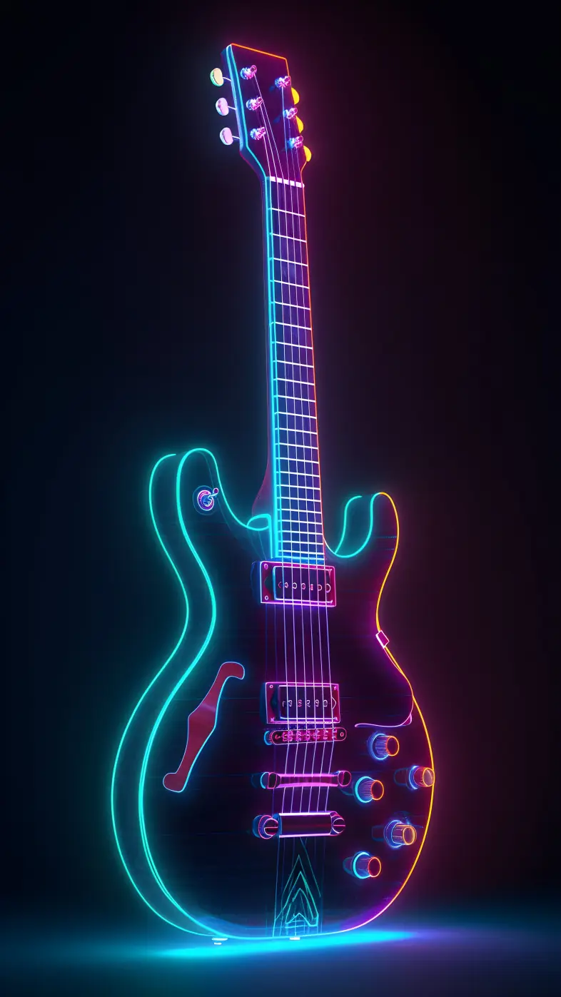 guitar strings neon music wallpaper