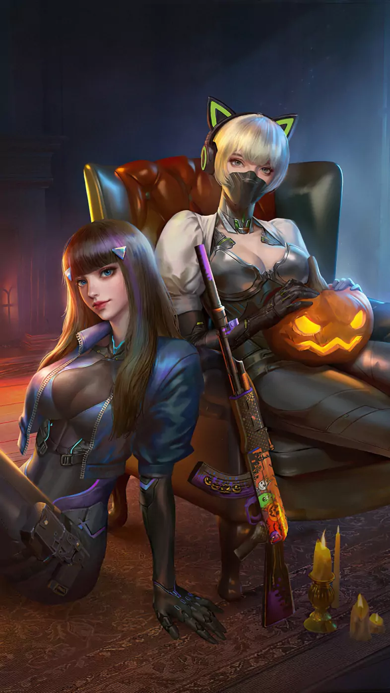 halloween warriors girls with guns wallpaper