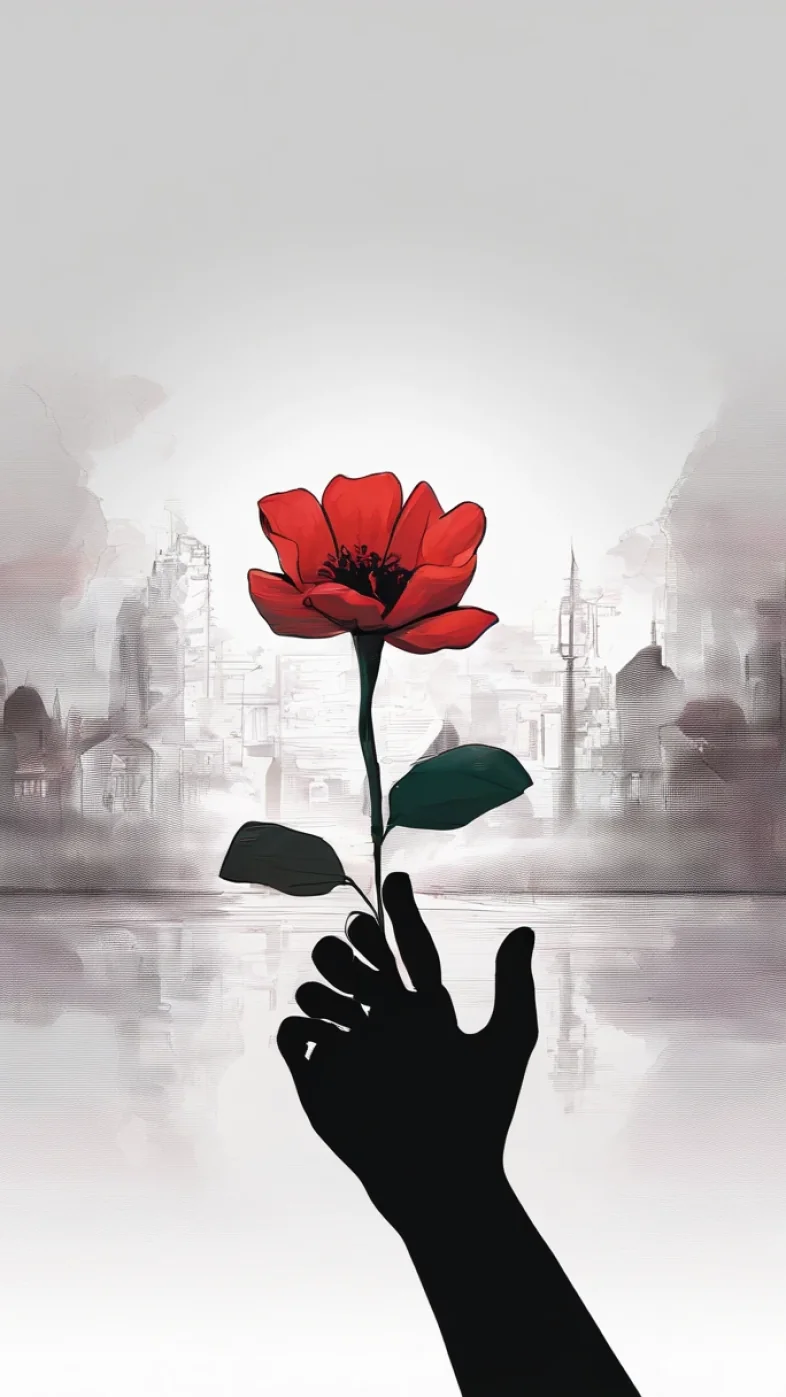 hand holding flower art wallpaper