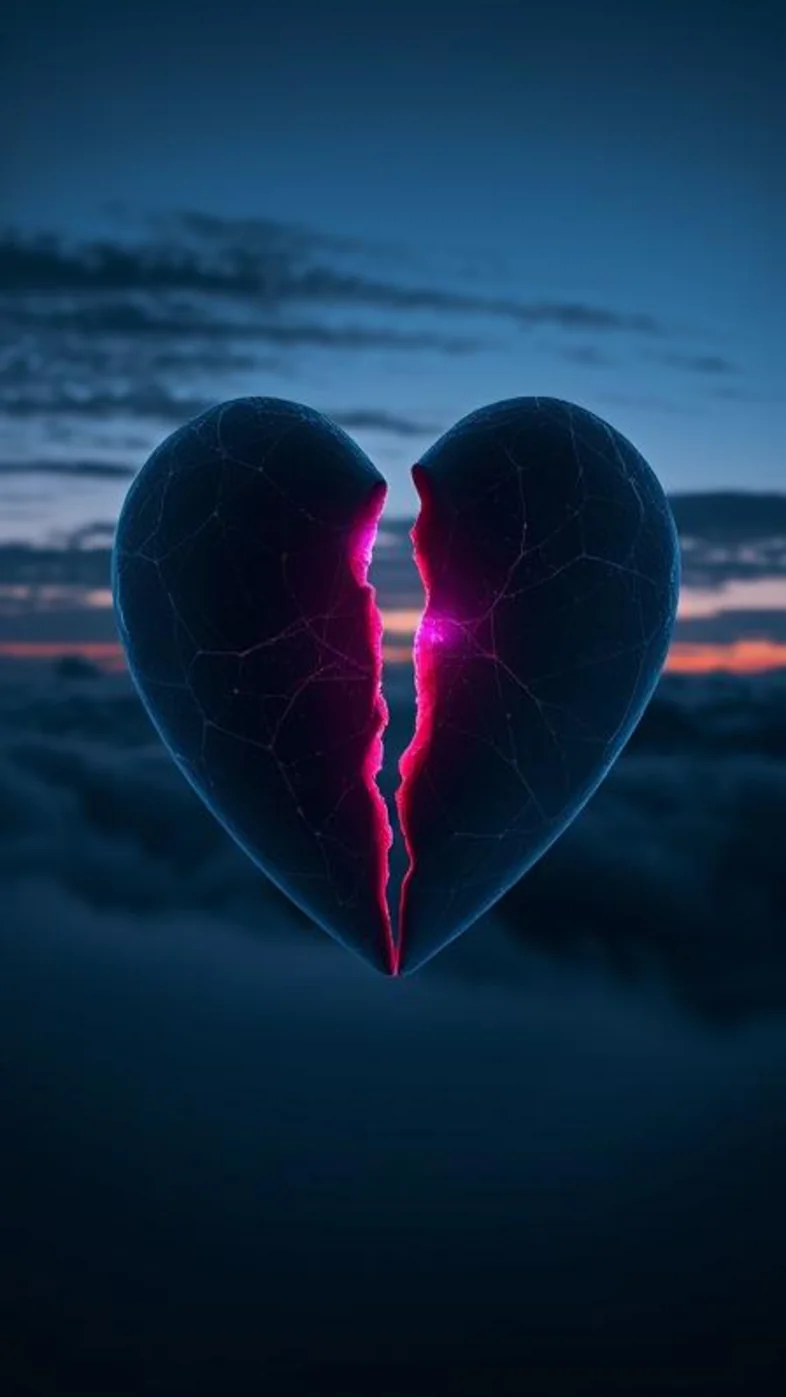heart broken sky neon art wallpaper