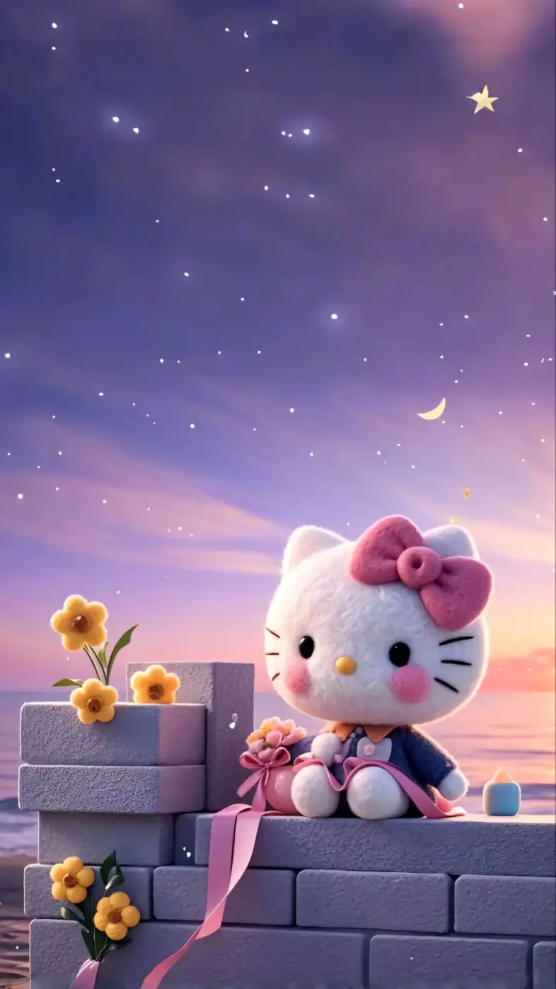 hello kitty character bow pink wallpaper