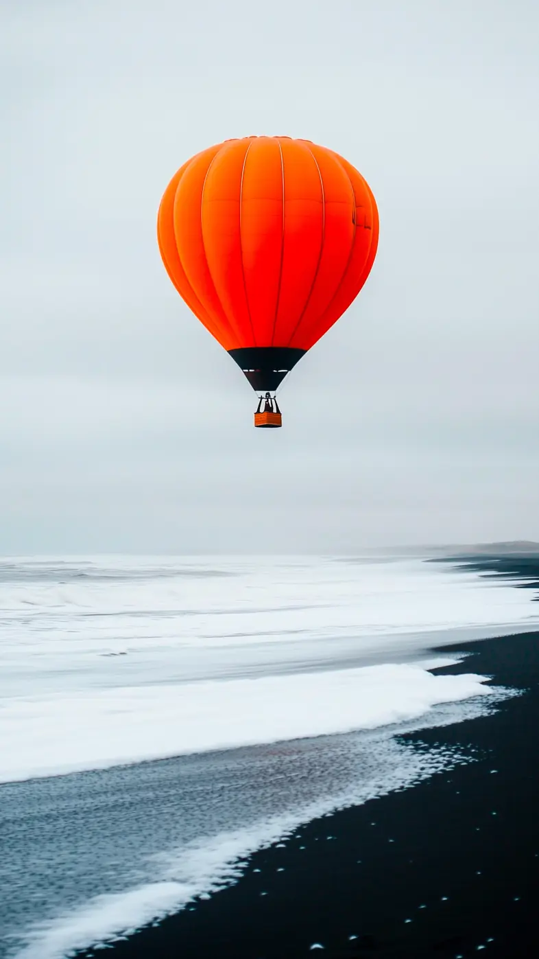 hot air balloon sea coast wallpaper