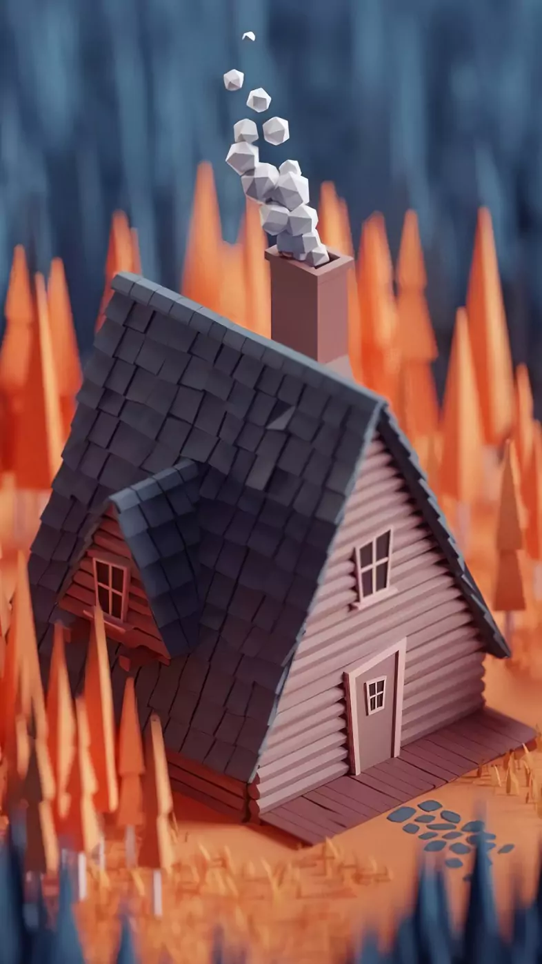 house forest 3d wallpaper