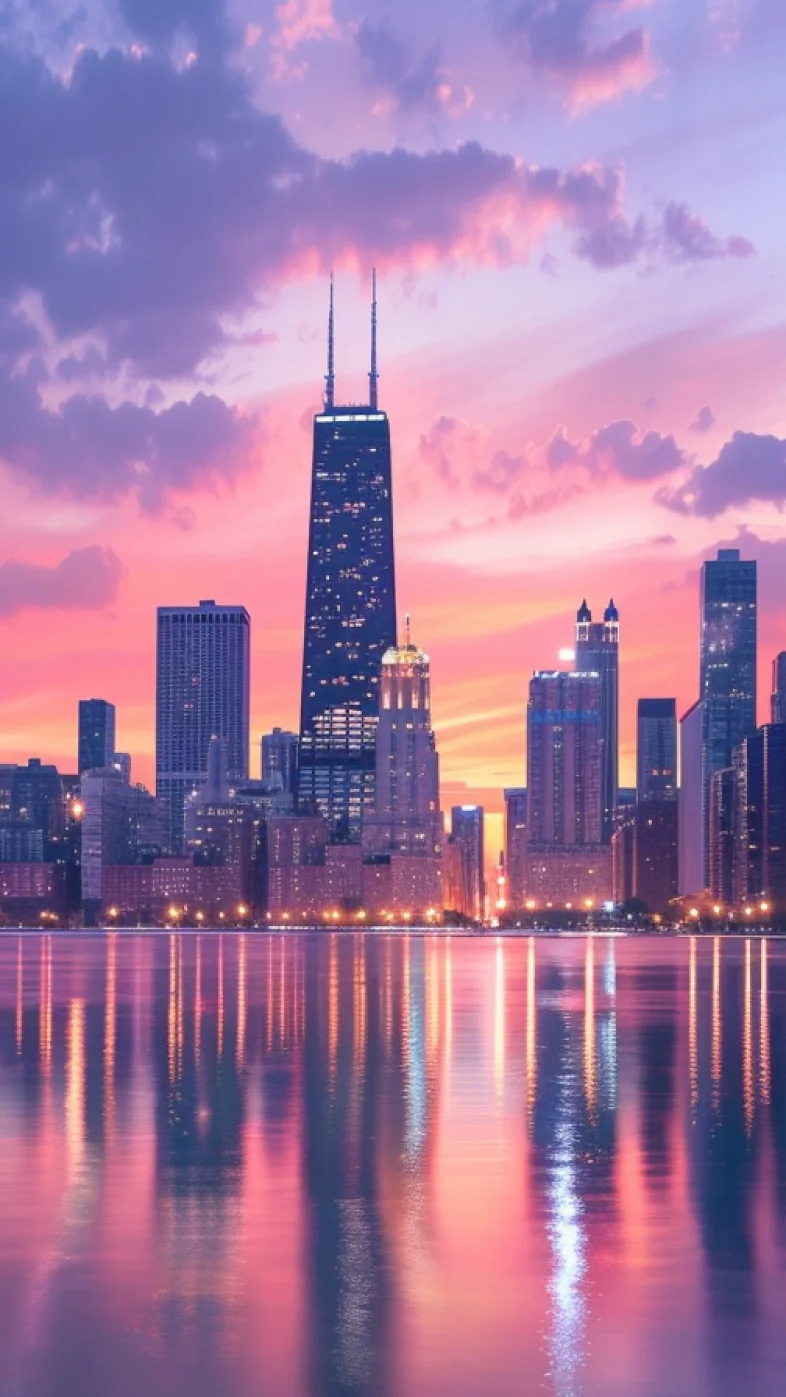 iconic city skyline against wallpaper