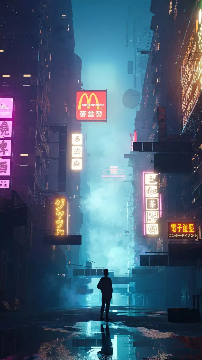 in neon slums wallpaper