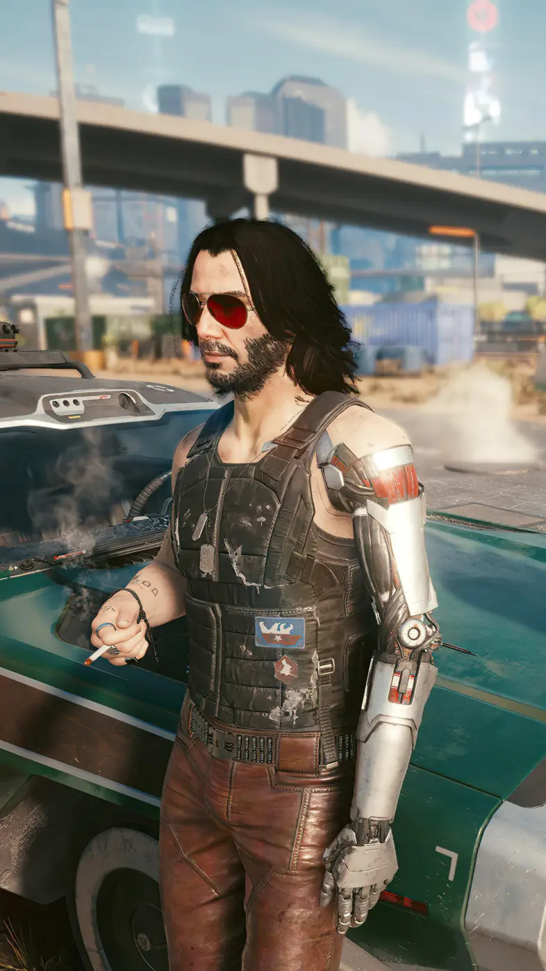 johnny silverhand with girl cyberpunk wallpaper
