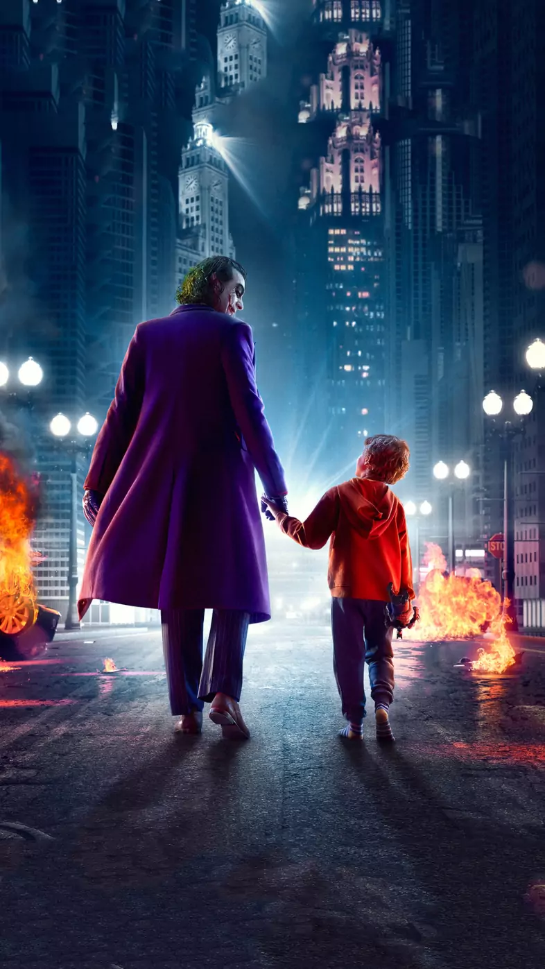 joker walking and kid wallpaper