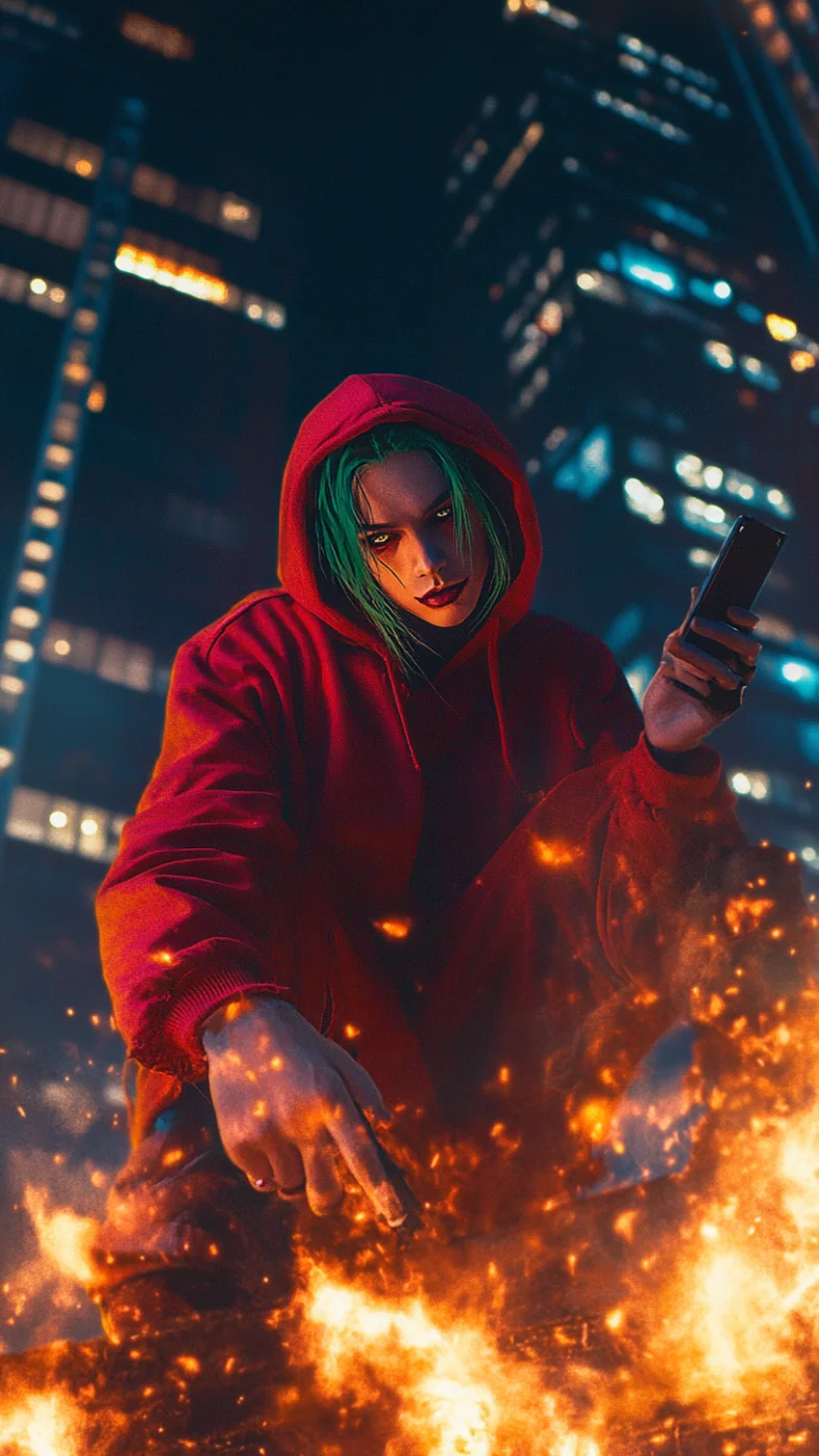 joker wearing a red hoodie  wallpaper