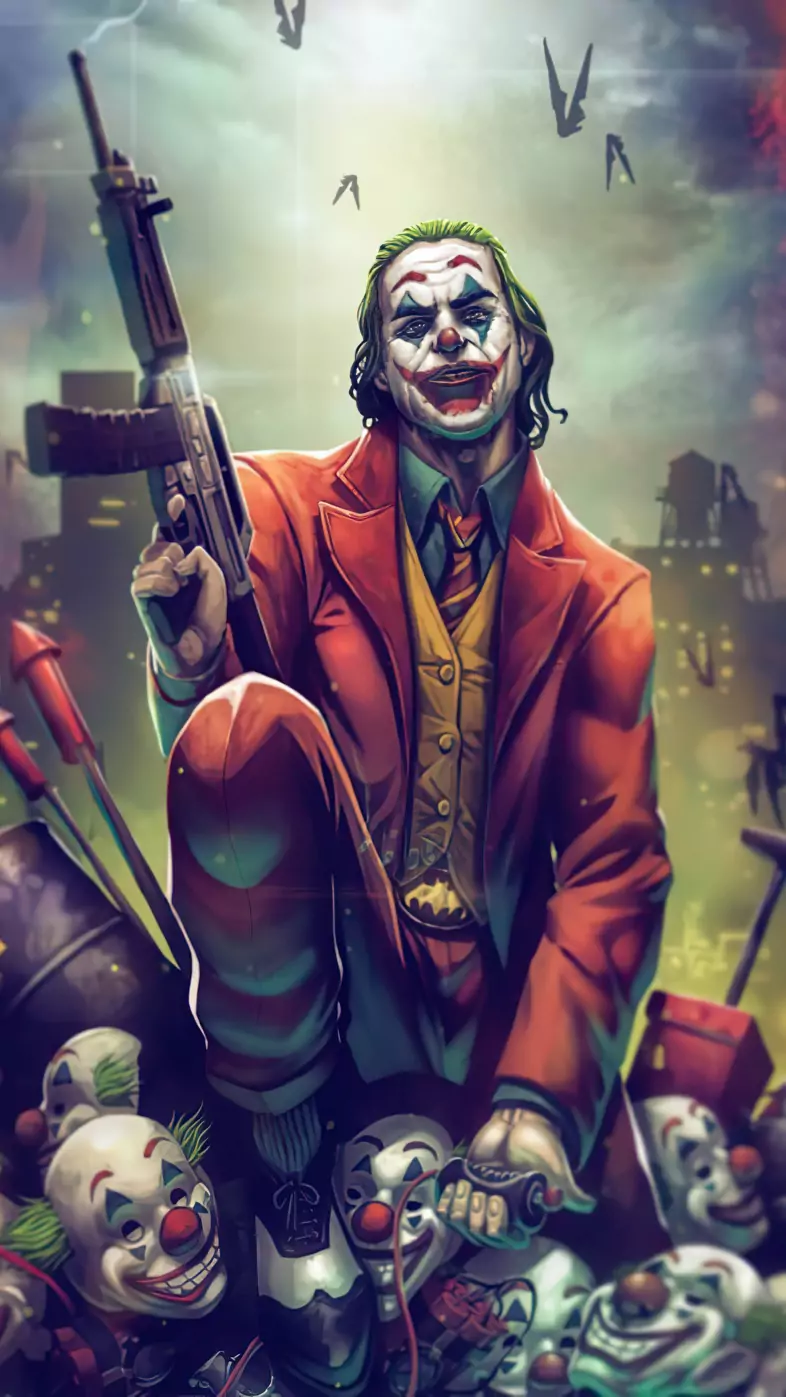 joker with gun wallpaper