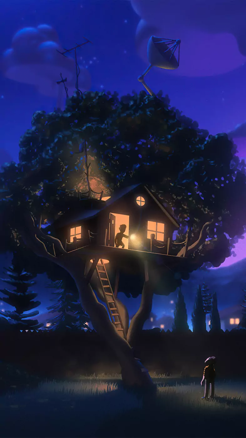 kids fantasy  tree house  wallpaper