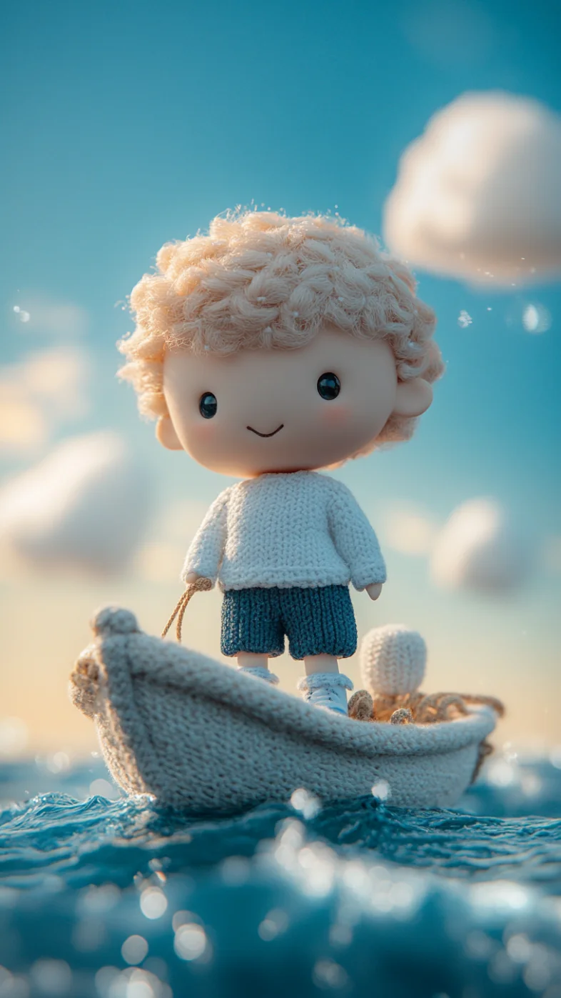 knitted doll of boy wallpaper