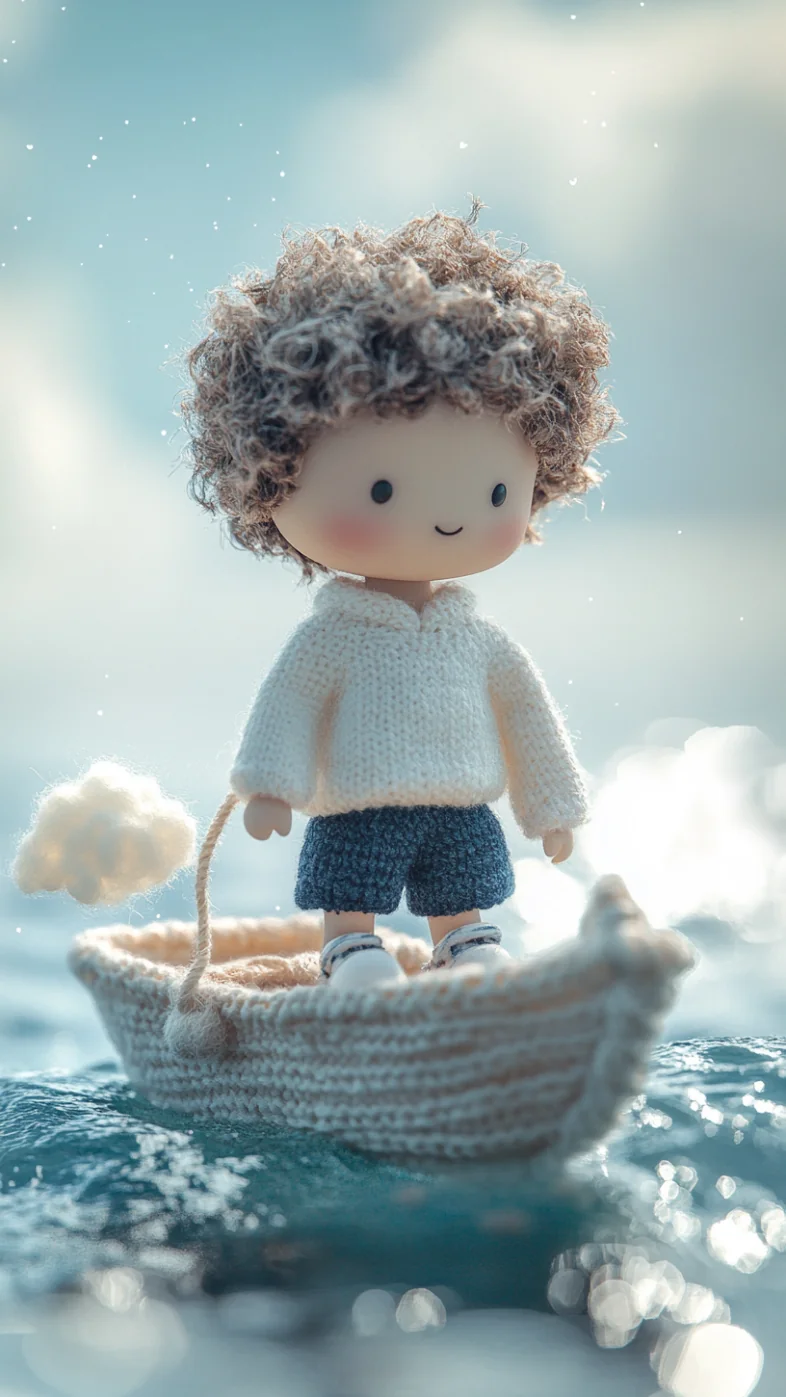 knitted doll of boy wallpaper