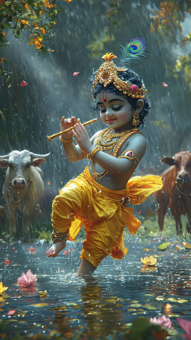 krishna dancing joy flute wallpaper
