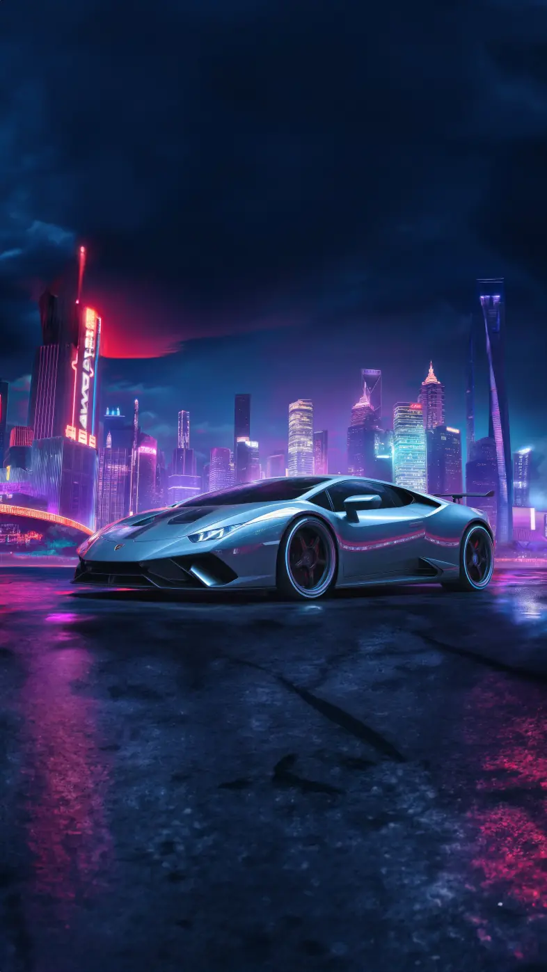 lamborghini in the cybercity  wallpaper