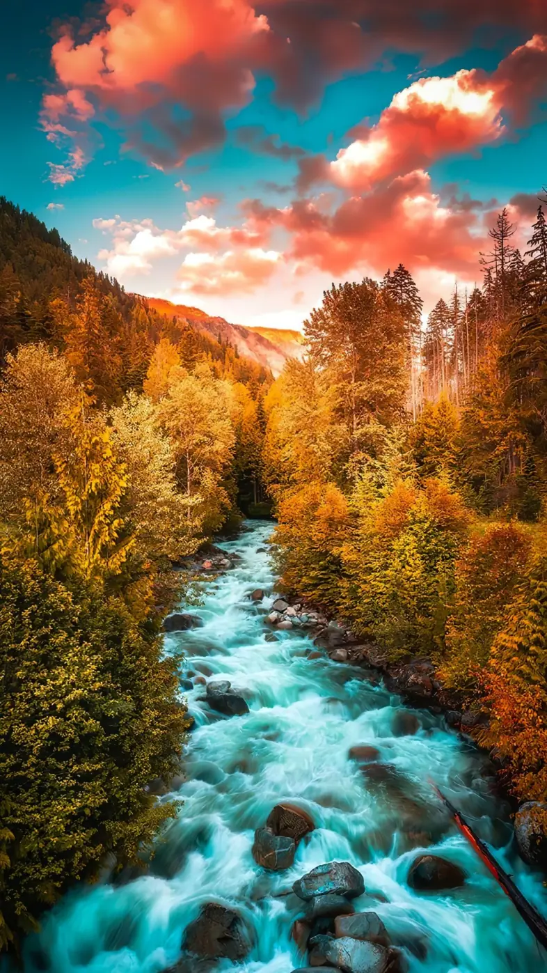 larch cloud water blue natural landscape wallpaper