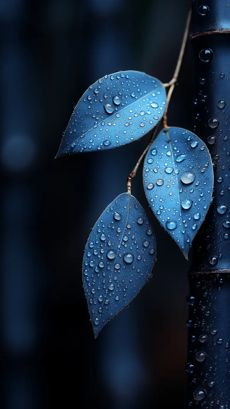 leaves drops water macro trunk wallpaper