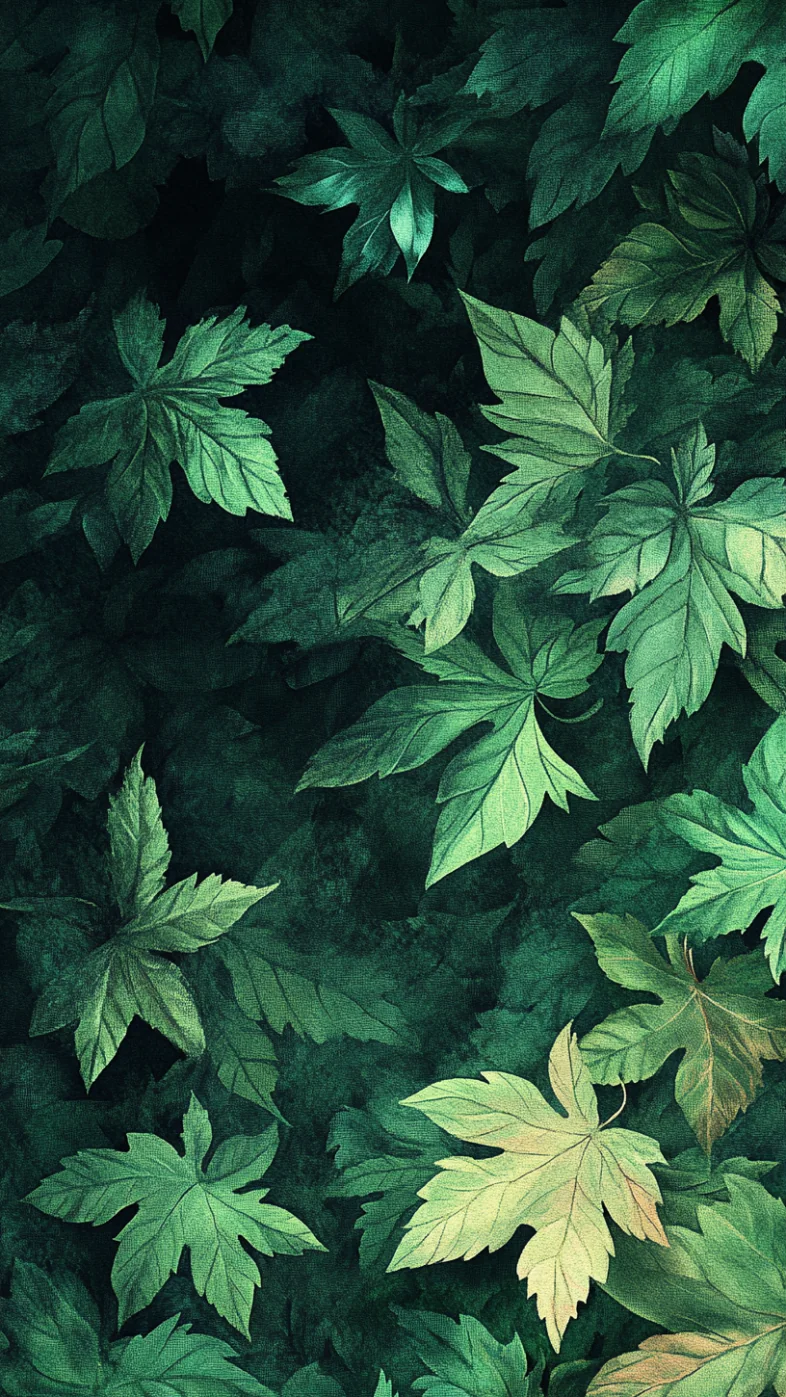 leaves in shade wallpaper