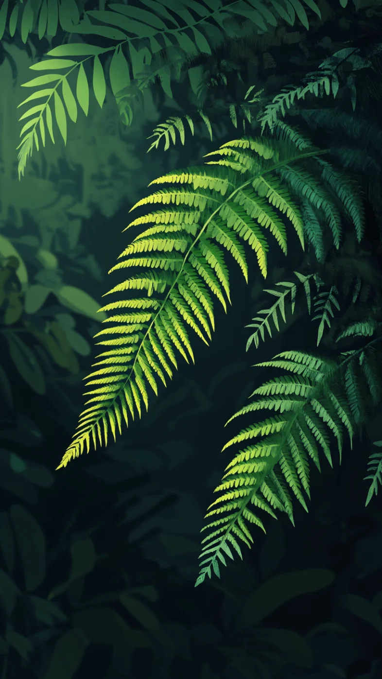 leaves in shade wallpaper